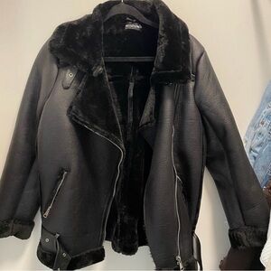 Black Faux Fur Lined Women's Jacket